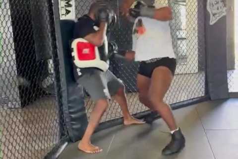 Watch 55-year-old Mike Tyson throw vicious body hooks in training with boxing legend linked with Jake Paul fight