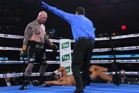 Lucas Browne pull off SHOCK win over Junior Fa as 43-year-old heavyweight lands huge punch to knock out rival