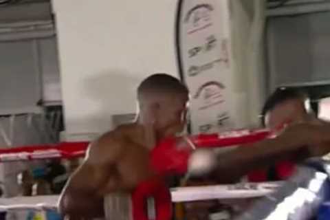 Frightening moment South African boxer Simiso Buthelezi punches invisible opponent before being put into induced coma