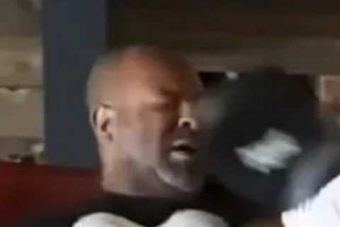 Mike Tyson gives trainer swollen lip with huge punch as 55-year-old boxing legend trains ahead of possible comeback