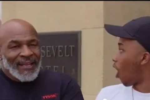 Watch hilarious moment Mike Tyson jumps up behind fans talking trash about boxing legend on Jimmy Kimmel