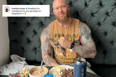Hafthor Bjornsson shows off ‘breakfast for champions’ including STEAK as strongman continues to call out Tyson Fury