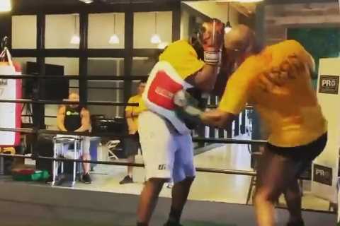 Watch 56-year-old Mike Tyson roll back years in sparring by landing brutal body shots and showing off slick defence