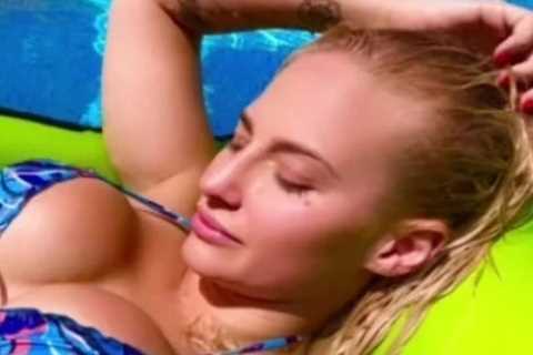 Ebanie Bridges ‘conquers water phobia’ as she spends UK heatwave in pool wearing tiny bikini