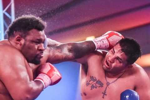 Cheat ‘Big Baby’ Jarrell Miller KOs Derek Cardenas in second fight after drugs ban after outweighing by a huge 60LBS