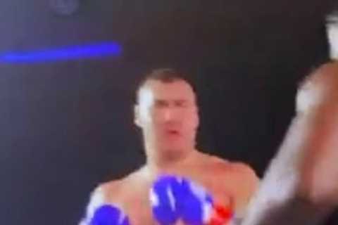 Watch Anthony Joshua’s rival Oleksandr Usyk sparring partner record ferocious knockout on Iranian Hulk fight card