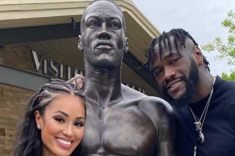 Deontay Wilder’s girlfriend Telli Swift was emotional after boxer unveiled his own statue