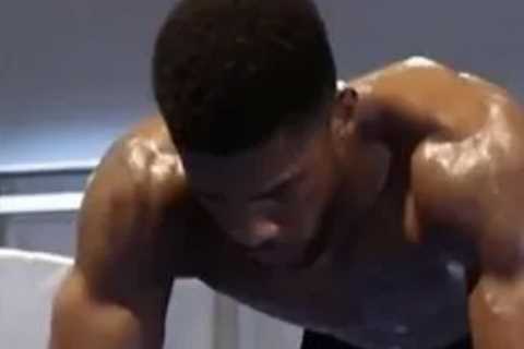 Watch hench Anthony Joshua’s gruelling wrist exercise as he shows off incredible physique in training for Usyk fight