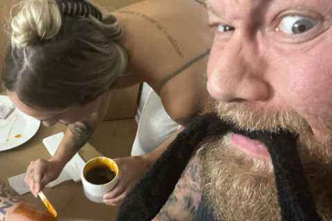 ‘F***ing hell, it’s painful’ – Game of Thrones star and Tyson Fury rival Hafthor Bjornsson gets body waxed by wife