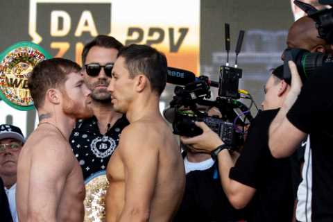 Canelo vs Golovkin 3 weigh-in shock as underdog Triple G weighs in HEAVIER than Mexican foe before taunting him