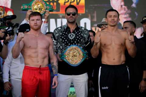 Eddie Hearn turns up to Canelo vs GGG weigh-in in flamboyant £725 D&G shirt leaving everybody saying the same thing