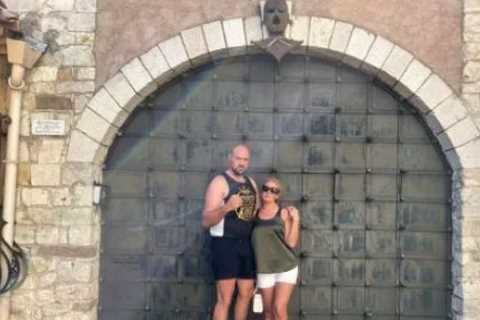 Tyson Fury wears full Gypsy King outfit in Cannes with wife Paris as pair go on history walk and relax by beach
