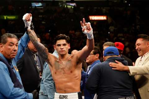 Ryan Garcia and Gervonta Davis clash in fiery nightclub bust-up and split up by security ahead of proposed fight