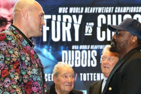 ‘Are you scared of me’ – What Tyson Fury told Derek Chisora as rivals come face to face ahead of trilogy fight