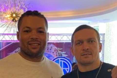 Joe Joyce and Oleksandr Usyk pictured together with Frank Warren hinting at ‘future heavyweight fight we can’t wait for’