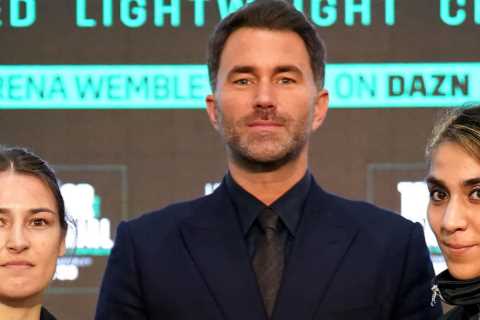 Eddie Hearn in incredible body transformation in Katie Taylor press conference as promoter reveals secret to losing 10kg