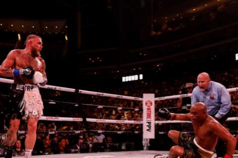 Watch moment Jake Paul KNOCKS DOWN Anderson Silva before beating UFC legend on points