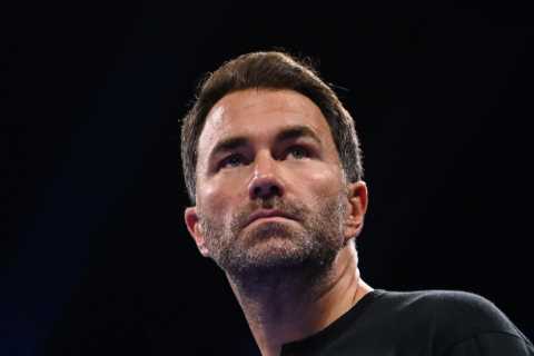 Fans all saying the same thing as Eddie Hearn shows off explosive power on punchbag machine leaving viewers shocked