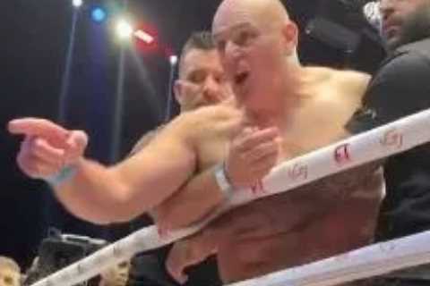 Watch John Fury rip off top and challenge Jake Paul in amazing ringside footage before being branded ‘Shrek’