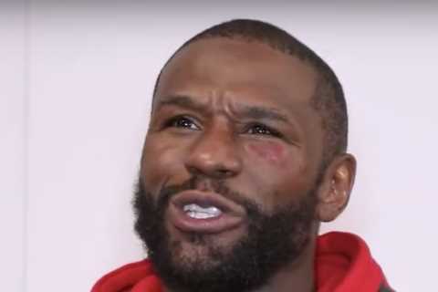 Watch Floyd Mayweather’s hilarious reaction to suffering a ‘black eye’ in exhibition fight with YouTuber star Deji