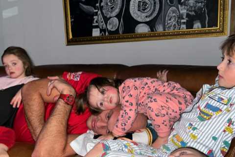 Tyson Fury bundled onto sofa by loving kids as wife Paris shares sweet snap of family movie night following Chisora win