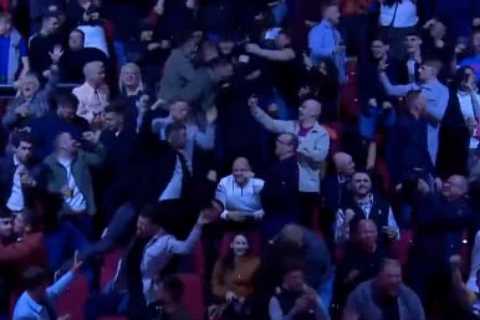 Watch England fans go wild at Josh Warrington fight as they watch Three Lions score against France in World Cup