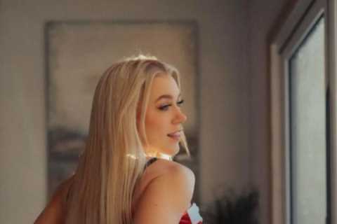OnlyFans star Elle Brooke shows off peachy bum in sexy Christmas lingerie and stockings