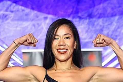 Glamorous female boxer stuns in ‘skimpiest weigh-in outfit ever’ and gets Ebanie Bridges’ nod of approval