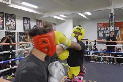 ‘F***ing different levels’ – Man Utd icon Rio Ferdinand wowed as Floyd Mayweather toys with YouTuber Jarvis in sparring