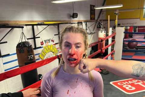 OnlyFans star turned boxer Astrid Wett left a bloody mess as she prepares for next fight on MisFits promotion