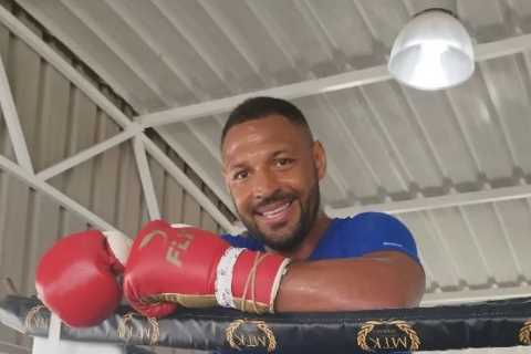 Kell Brook smiles as he’s seen in the ring for the first time since being filmed snorting line of white powder