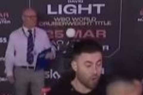 Watch boxer Michael Gomez Jr send rival flying in fiery weigh-in as security are forced to intervene