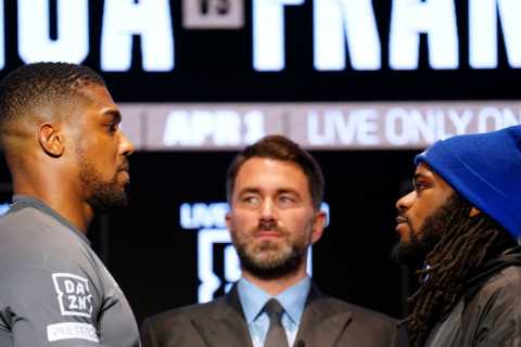 Anthony Joshua makes chilling warning to Jermaine Franklin and pair refuse to shake hands in tense face-off