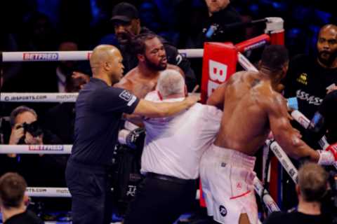 Jermaine Franklin’s trainer calls out Tony Bellew for exhibition bout following near scrap at Anthony Joshua fight