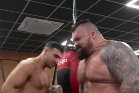 Watch Tommy Fury punch former world’s strongest man Eddie Hall so hard he nearly VOMITS