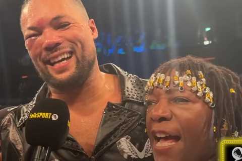 ‘No, no, no, Mum, it’s alright’ – Joe Joyce has to calm his fuming mum after she interrupts post-fight interview