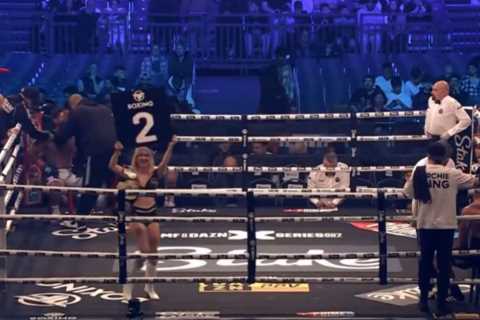 Stunning OnlyFans star Astrid Wett is ring girl on KSI fight card months after getting pied trying to kiss YouTuber