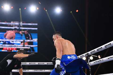Tyson Fury wears amazing custom suit to watch best pal Joseph Parker race to outrageous 89-SECOND KO win vs Faiga Opelu