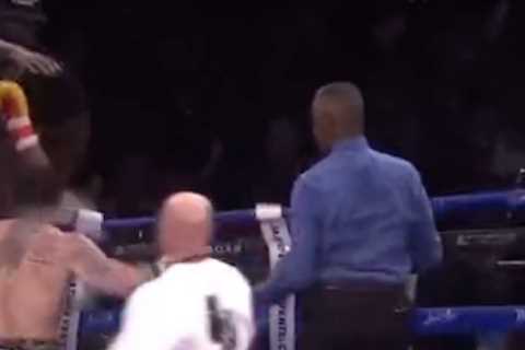 Floyd Mayweather’s exhibition with John Gotti III descends into CHAOS as mass brawl breaks out in ring between camps