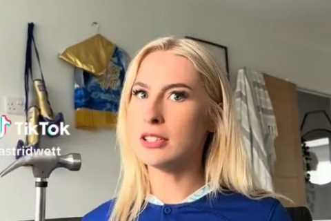 Fans joke they ‘don’t know how Mason Mount is going to recover’ as OnlyFans star Astrid Wett hammers signed Chelsea kit