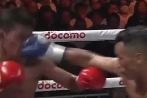 Boxing fans left wincing at delayed reaction after BRUTAL body shot as they say ‘that’s the sound of a wrecked liver’