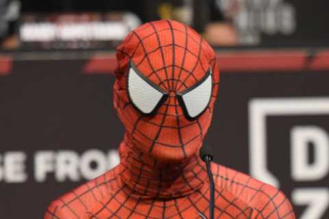 ‘Scrawny nerd’ Brandon Scott dresses up as SPIDER-MAN at press conference then compares his penis size to Anthony Joshua