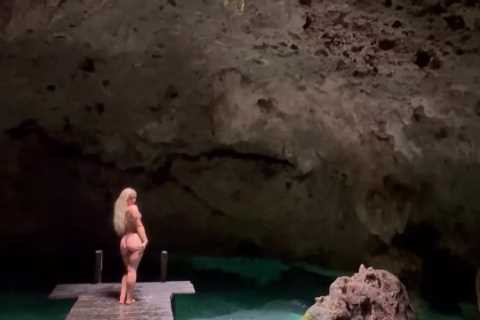 Elle Brooke Shows Off Her Bum at Sacred Underground Pool During Mexican Getaway