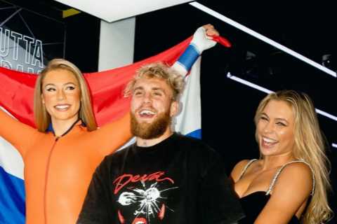 Jake Paul Jokes About Having Two Girlfriends After Posing With Jutta Leerdam and Her Wax Figure
